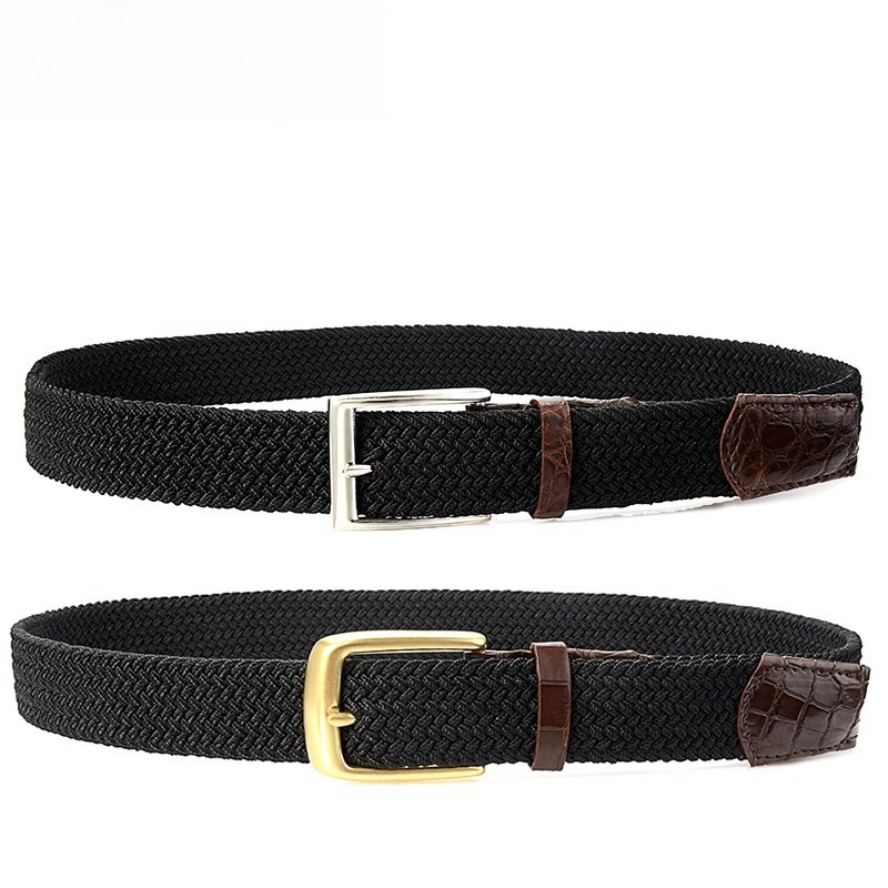 Belts for Man Mens Gift Stretch Braided Web Belt Elastic for Casual Golf Jeans with Stainless or Copper Buckle 1 3/8"