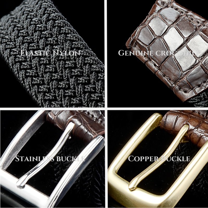 Belts for Man Mens Gift Stretch Braided Web Belt Elastic for Casual Golf Jeans with Stainless or Copper Buckle 1 3/8"