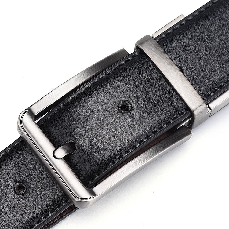 Hot Fashion Genuine Leather Reversible Buckle Belt Men Black Rotate Buckle Double Sided Belts
