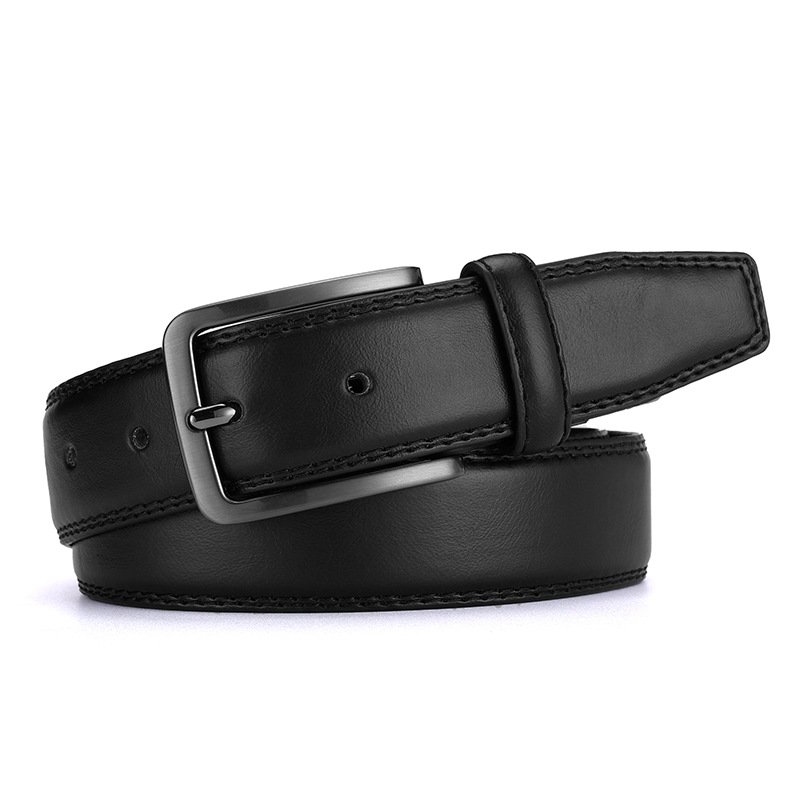 Hot Selling Stock Men's Genuine Cowhide Leather Belt Versatile Casual Business Style with Pin Alloy Buckle