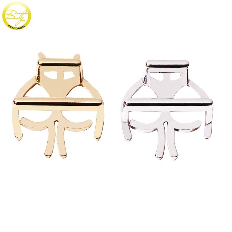 Custom hollow logo swimwear bikini straps gold plated metal buckle adjuster for underwear accessory