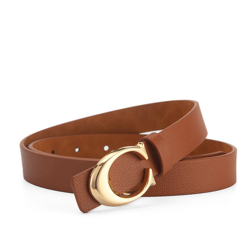 Wholesale 2024 New Fashion Decoration Belt Women's Ancient Gold C-Buckle Belt Women's Belt at Production Price