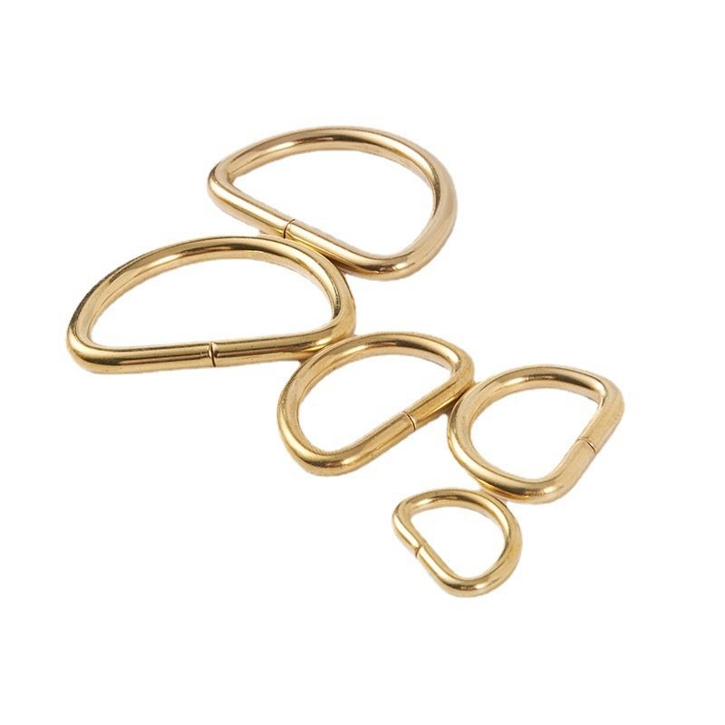 Solid Brass D Rings Buckles for Bag Strap Belt Purse Webbing Dog Collar 10-38mm Inner Width Leather Craft DIY Accessories