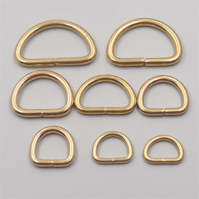 Solid Brass D Rings Buckles for Bag Strap Belt Purse Webbing Dog Collar 10-38mm Inner Width Leather Craft DIY Accessories