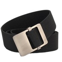 Wholesale 1.5" Wide Elastic Belt Men Classic Silver Zinc Alloy Slide Buckle Casual Stretch Jeans Webbing Belt Factory price