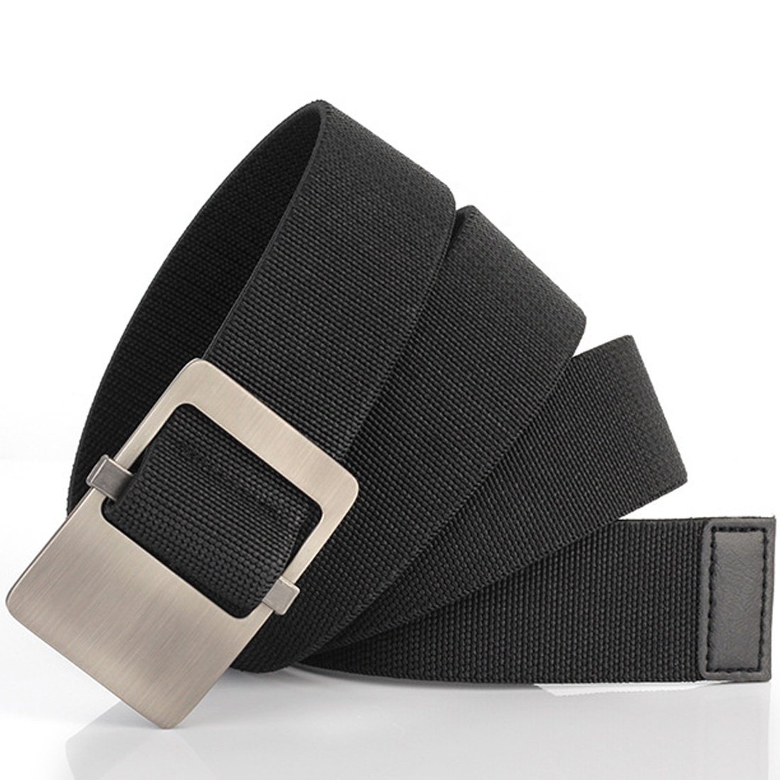 Wholesale 1.5" Wide Elastic Belt Men Classic Silver Zinc Alloy Slide Buckle Casual Stretch Jeans Webbing Belt Factory price