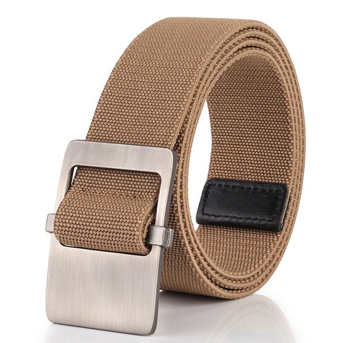 Wholesale 1.5" Wide Elastic Belt Men Classic Silver Zinc Alloy Slide Buckle Casual Stretch Jeans Webbing Belt Factory price