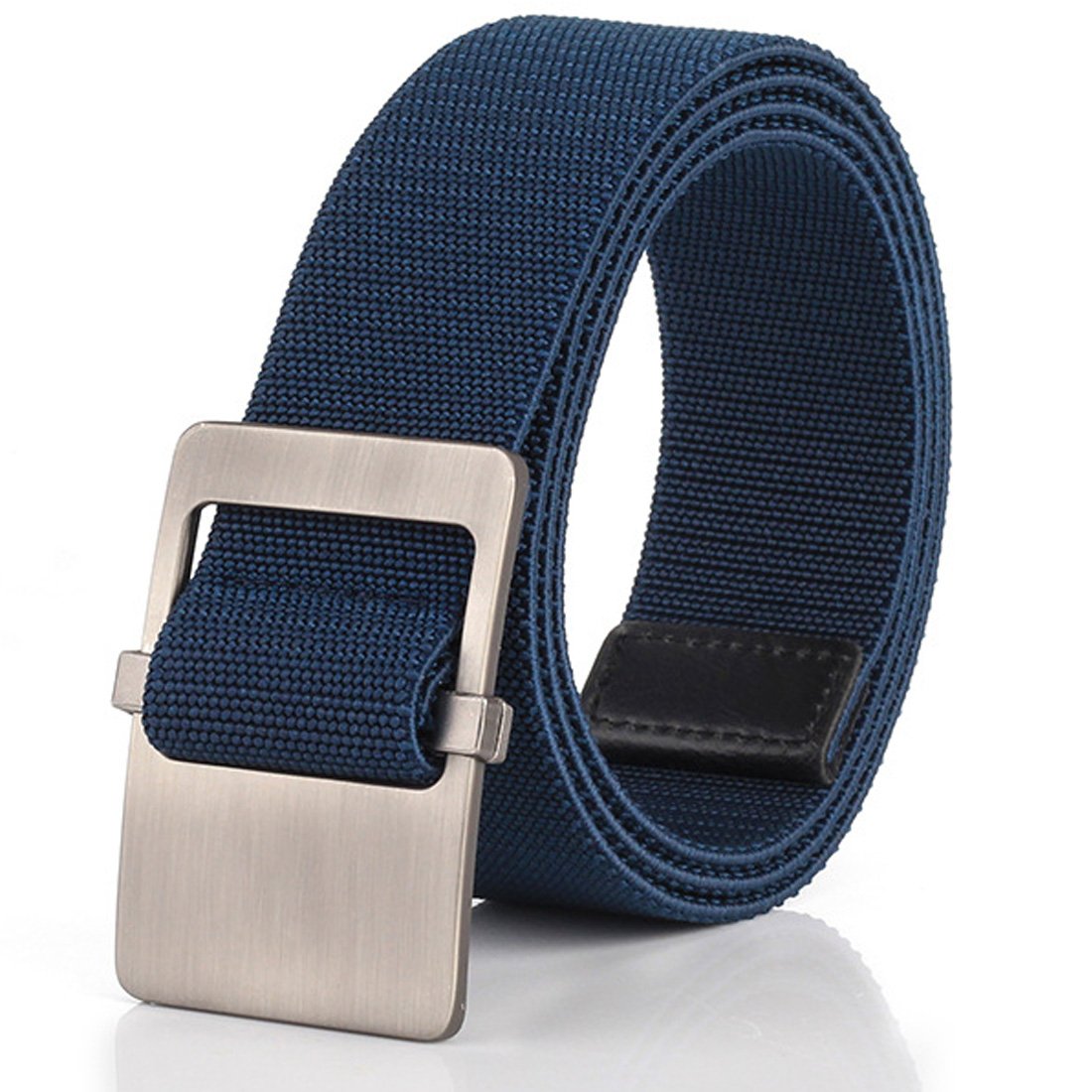 Wholesale 1.5" Wide Elastic Belt Men Classic Silver Zinc Alloy Slide Buckle Casual Stretch Jeans Webbing Belt Factory price