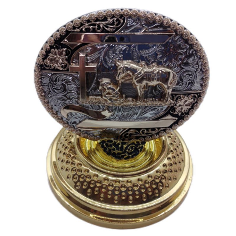 Fashion Religion Cross Cowboy Kneeling Prayer And Horse Design Alloy Belt Buckles American Cowboy