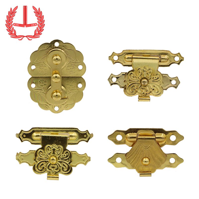 Factory making Small flower buckle Wooden box hardware Vintage lock