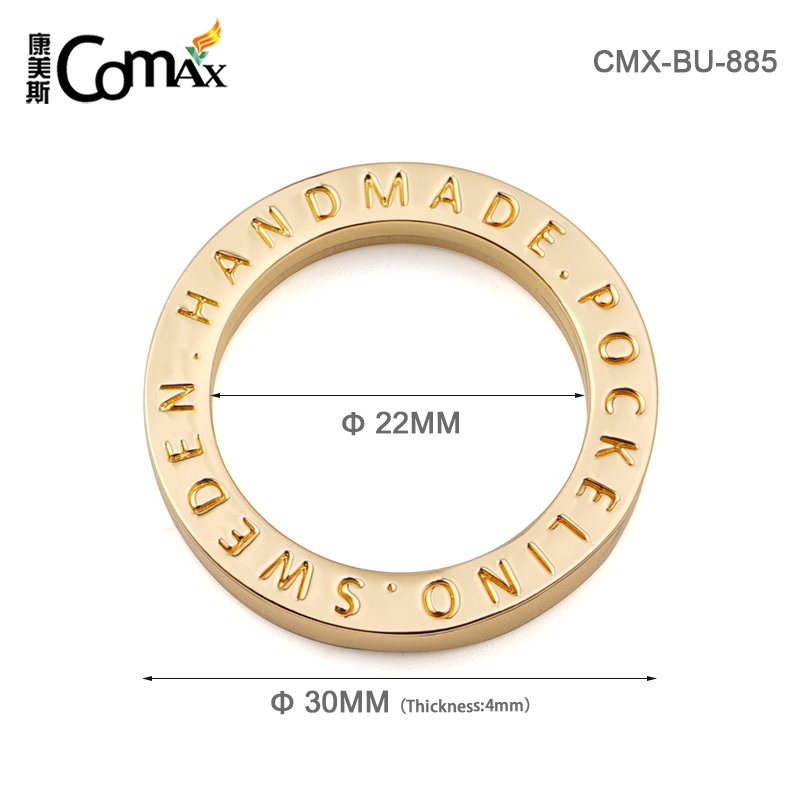 Handbag Hardware Accessories Engraved Logo Metal Ring Buckle Custom O-Ring Gold Metal O Ring Buckle for Bags