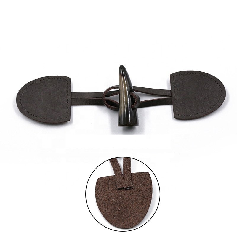 PU Leather Sew-on Toggles Closures Resin Horn Buckle Vintage Horn Buttons Sewing Accessories For Knitwear Coat Sweater