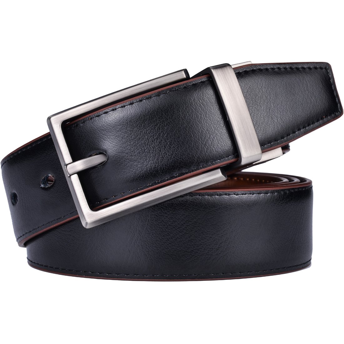 Fashion Dress Leather Belt for Man New Design 3.2CM Brown and Black Reversible Genuine Leather Belts for Men with Rotated Buckle