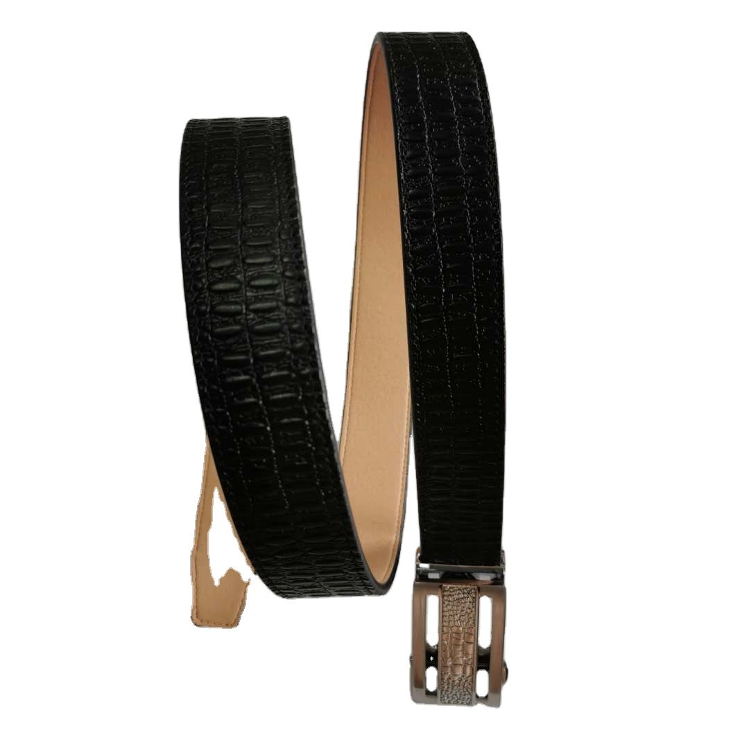 Hot selling Business Mens Split & PU Leather with Automatic Sliding Buckle Belts genuine crocodile belts belt for men