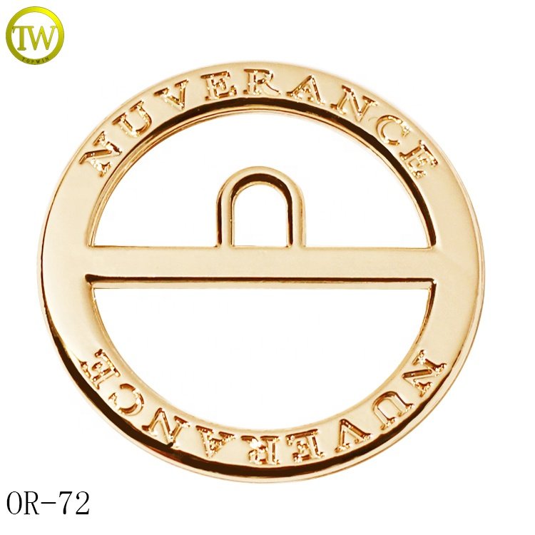 Zinc alloy swimwear brand round ring logos gold plated clothing metal letter o buckle for bikini waterproof