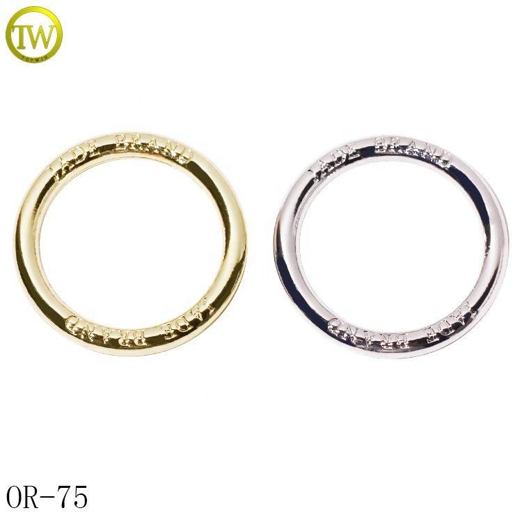 Zinc alloy swimwear brand round ring logos gold plated clothing metal letter o buckle for bikini waterproof
