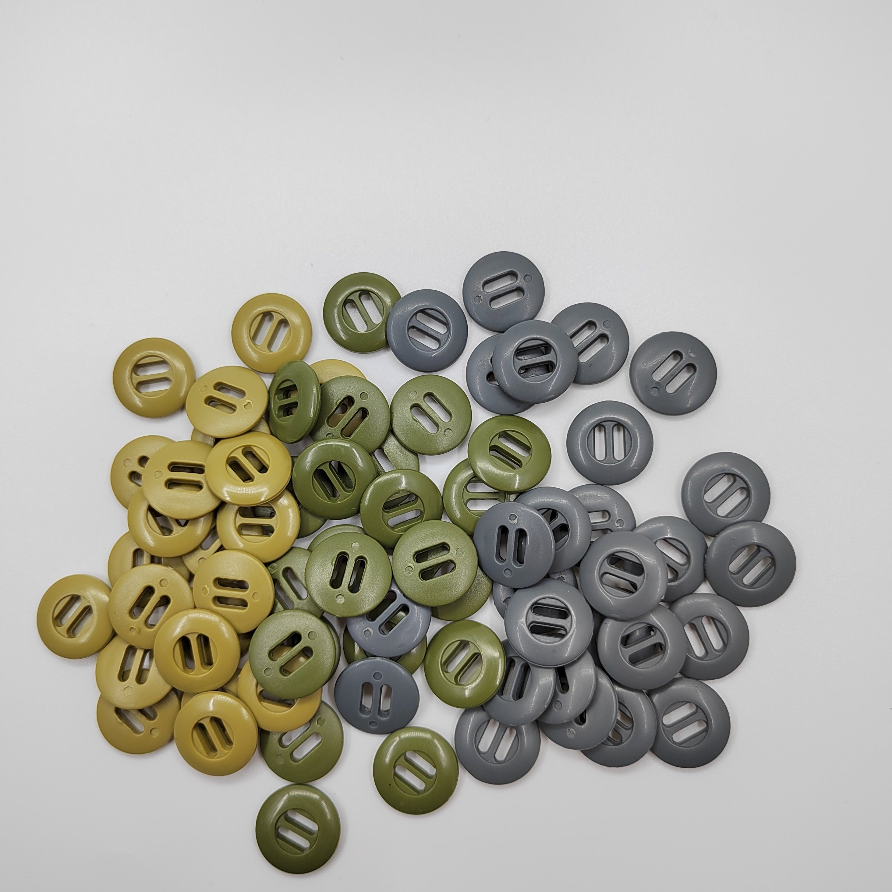 19mm Gray-Green Khaki 2-Eye Plastic Rectangular Button High Quality ABS Material Camouflage Jackets Pants Wear-Resistant Webbing