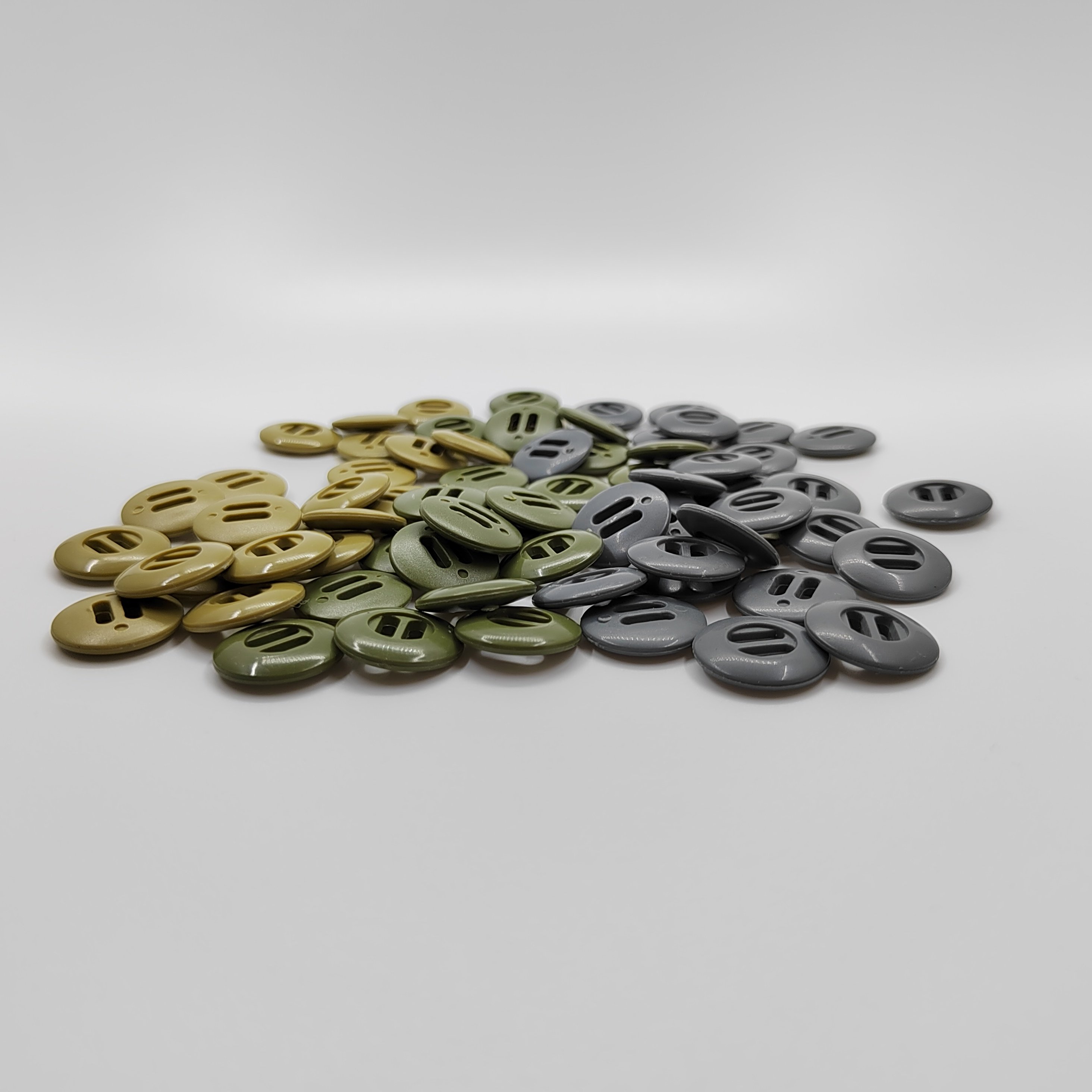 19mm Gray-Green Khaki 2-Eye Plastic Rectangular Button High Quality ABS Material Camouflage Jackets Pants Wear-Resistant Webbing