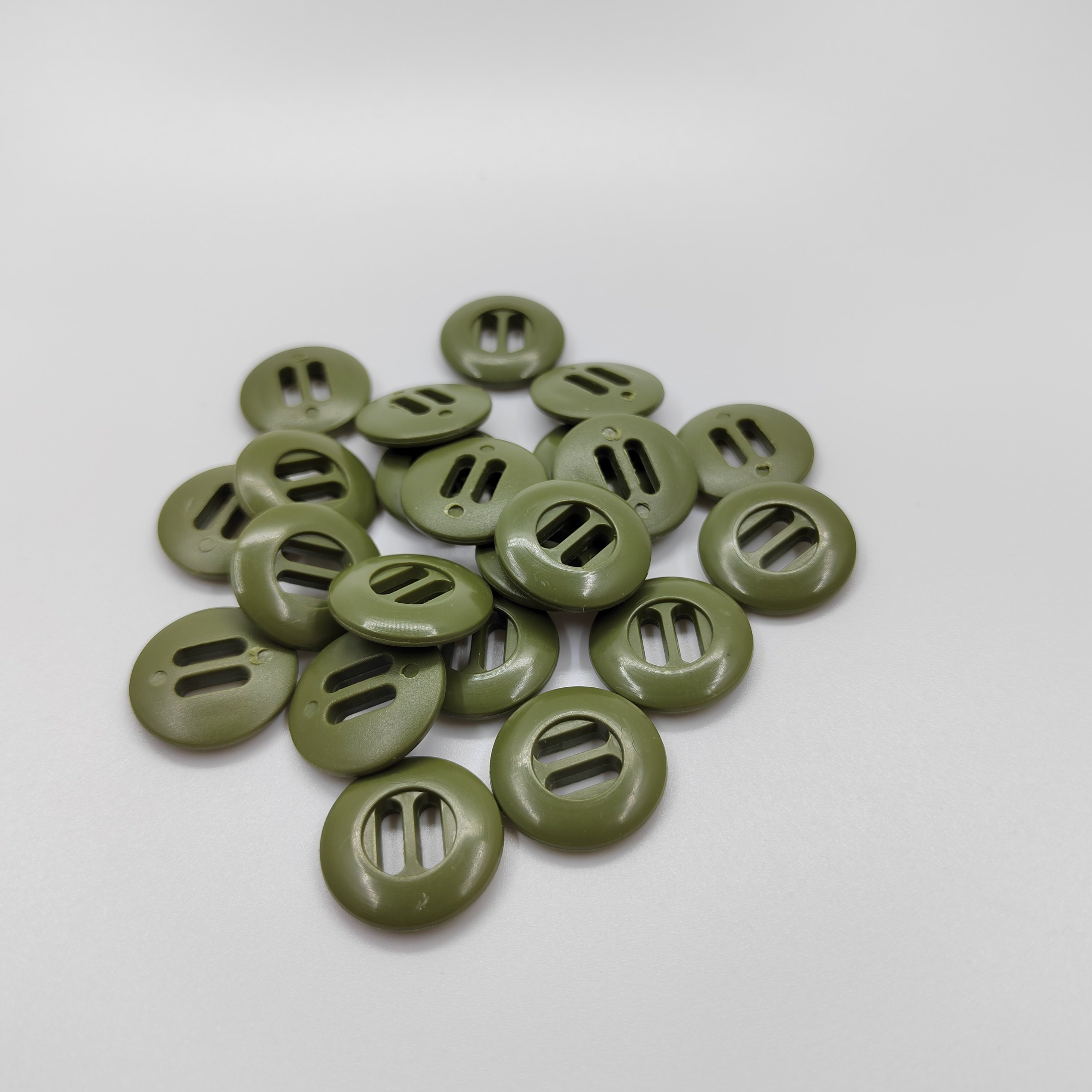19mm Gray-Green Khaki 2-Eye Plastic Rectangular Button High Quality ABS Material Camouflage Jackets Pants Wear-Resistant Webbing