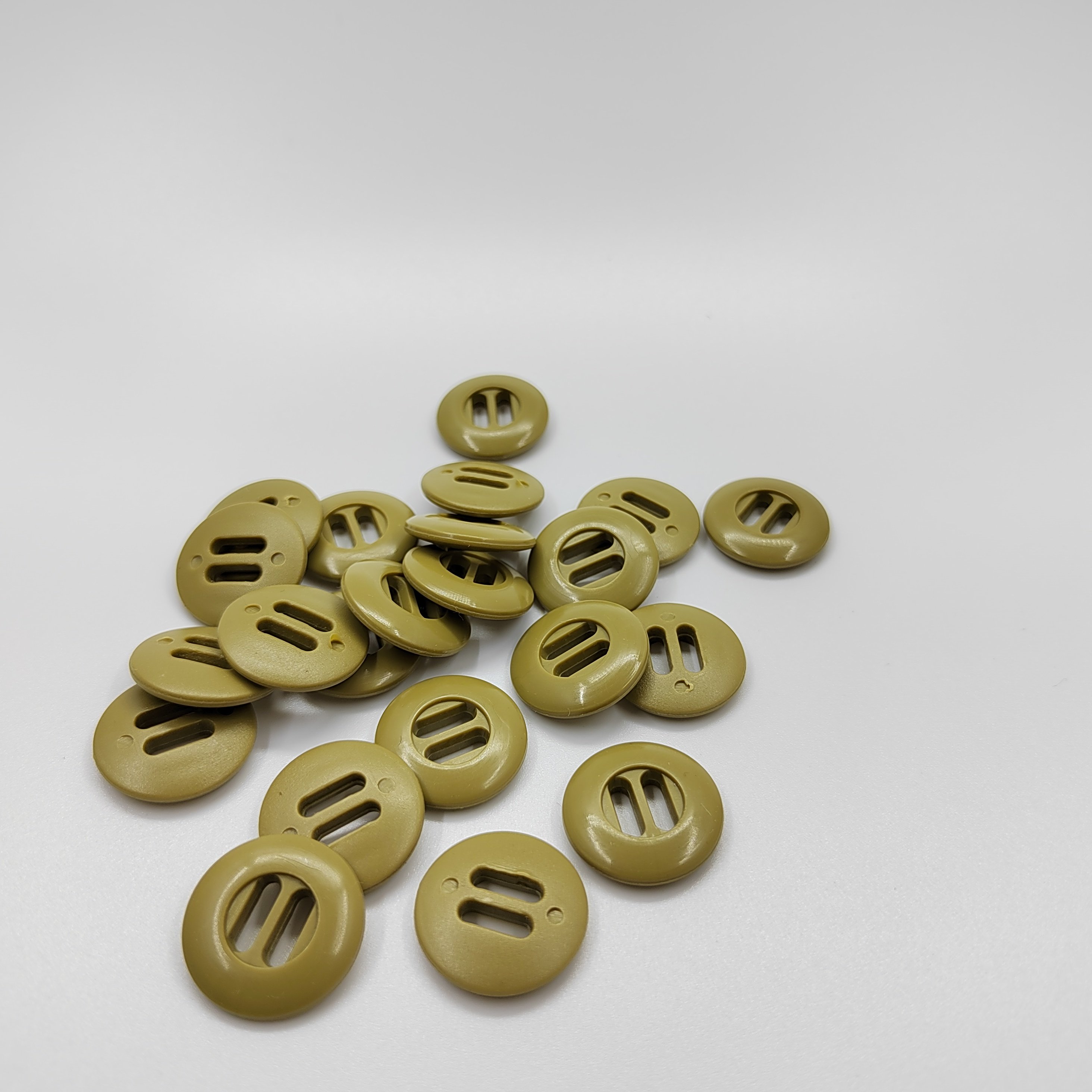 19mm Gray-Green Khaki 2-Eye Plastic Rectangular Button High Quality ABS Material Camouflage Jackets Pants Wear-Resistant Webbing