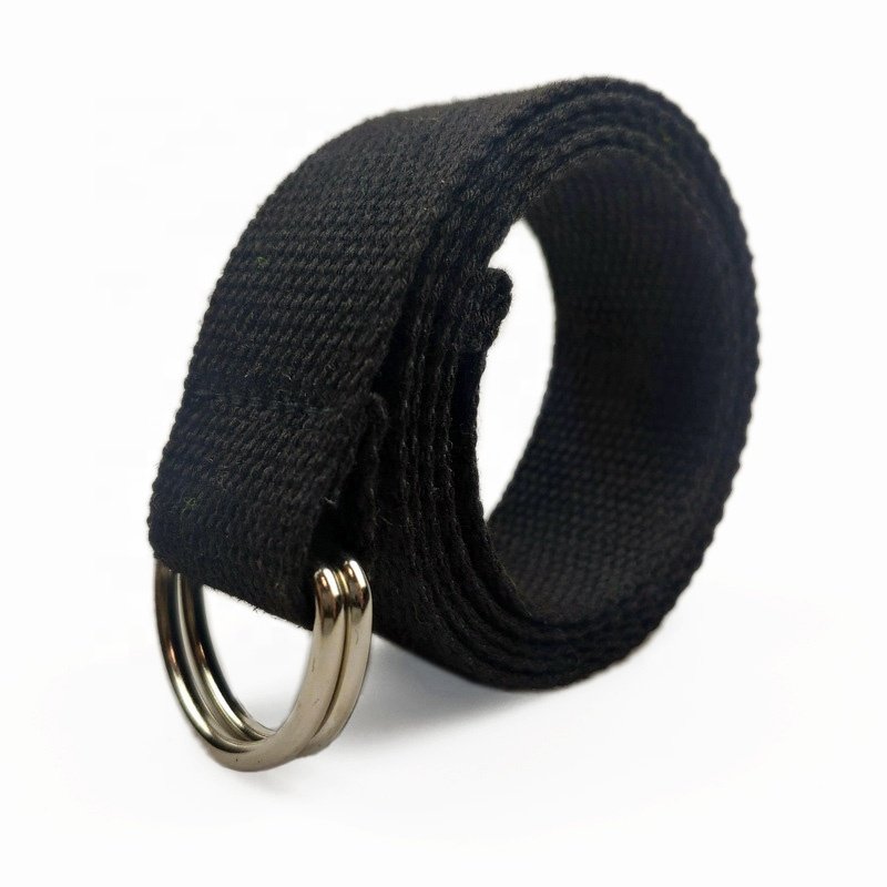 3.2cm Double D Ring Buckle Cheap Price Polyester Cotton Woven Web Casual Canvas Fabric Belt for Woman Kids