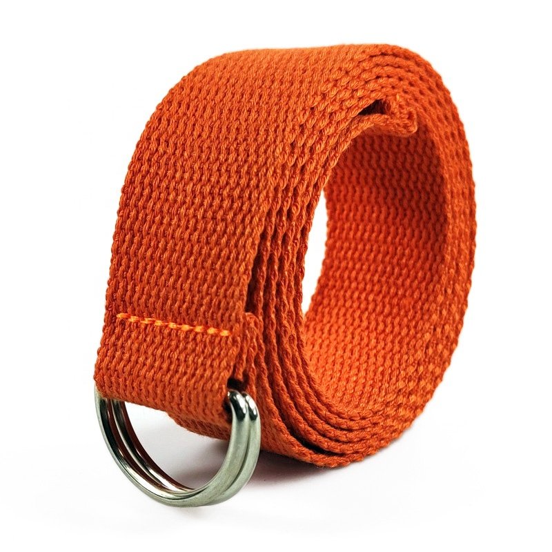 3.2cm Double D Ring Buckle Cheap Price Polyester Cotton Woven Web Casual Canvas Fabric Belt for Woman Kids