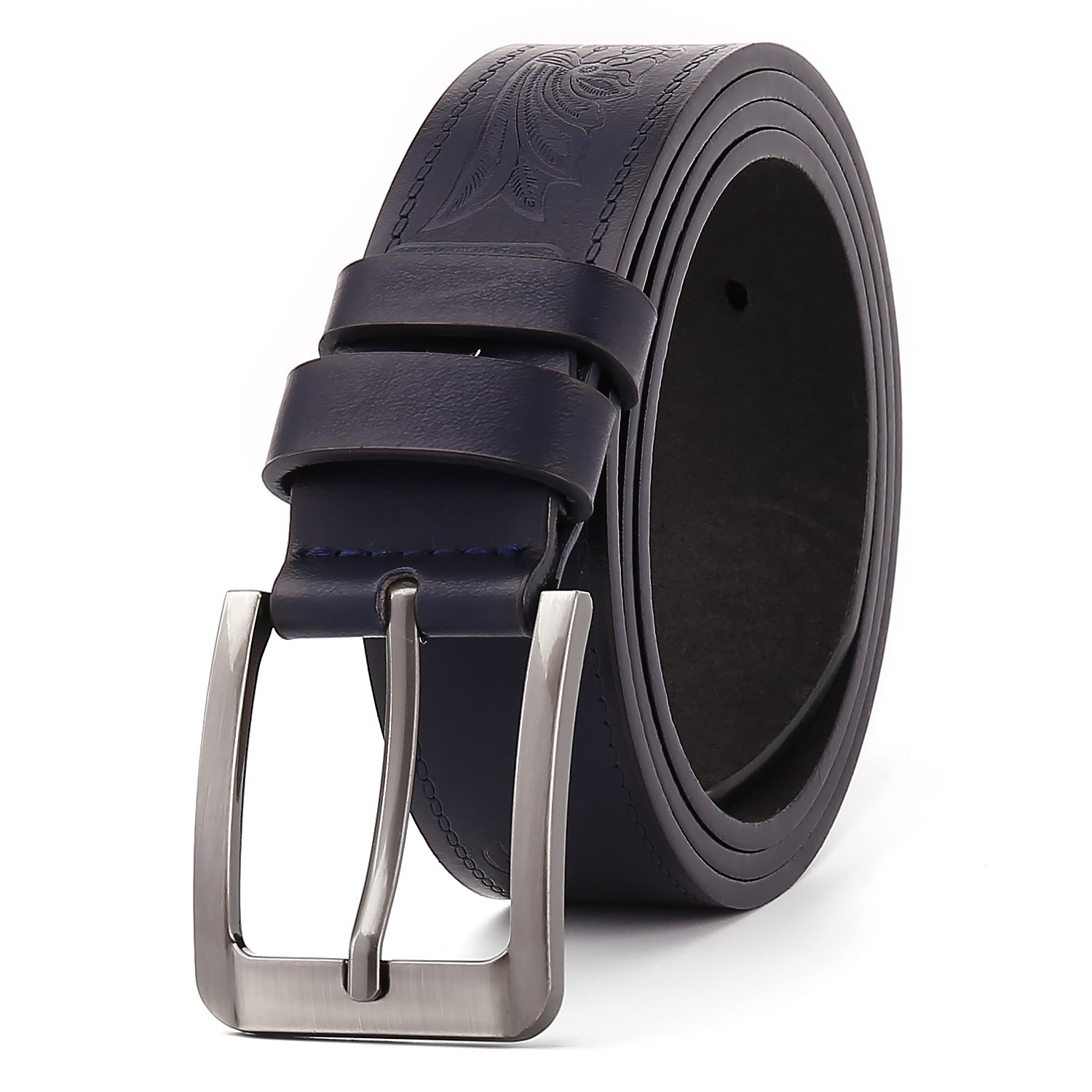 Customized men's embossed PU leather belt high-quality alloy belt buckle business belt