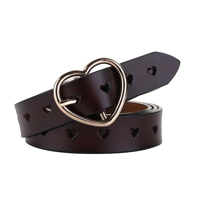 Lady Genuine Leather Belt New Fashion Simple Love Hollow-Out Buckle Belt Hearts Decoration Real Leather Belt Wholesale
