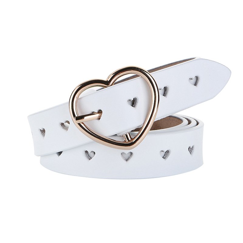 Lady Genuine Leather Belt New Fashion Simple Love Hollow-Out Buckle Belt Hearts Decoration Real Leather Belt Wholesale