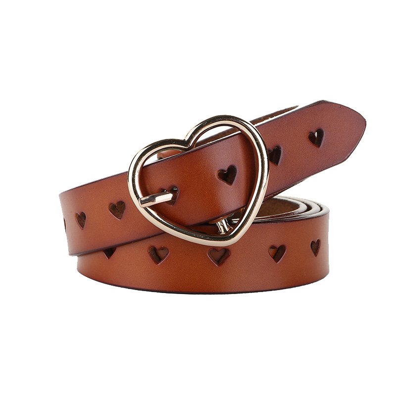 Lady Genuine Leather Belt New Fashion Simple Love Hollow-Out Buckle Belt Hearts Decoration Real Leather Belt Wholesale
