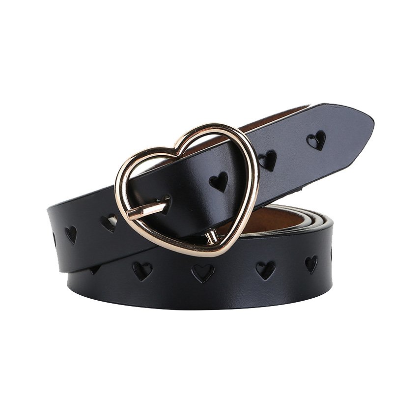 Lady Genuine Leather Belt New Fashion Simple Love Hollow-Out Buckle Belt Hearts Decoration Real Leather Belt Wholesale