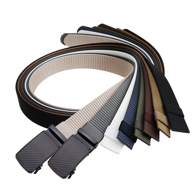 Luxury Designer Braided Mens Fabric Nylon Automatic Buckles Golf Belt For Men Business Belt