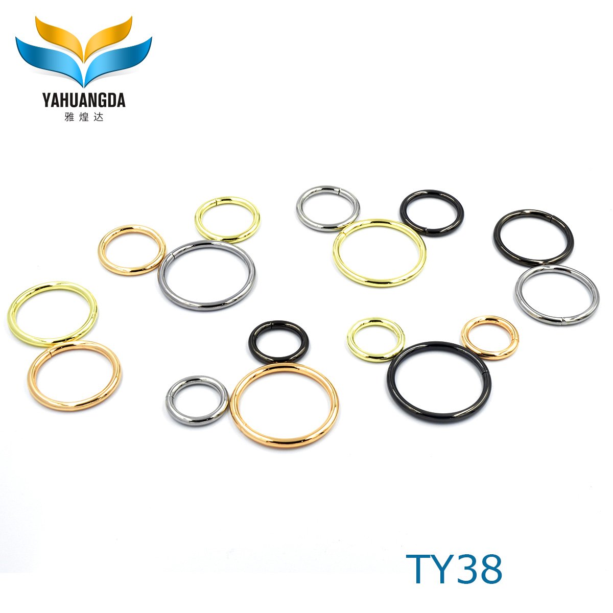 Custom Logo Handbag Hardware Iron Metal Material Flat Metal O Ring Buckle Metal Oval Ring Bag Accessories TY38