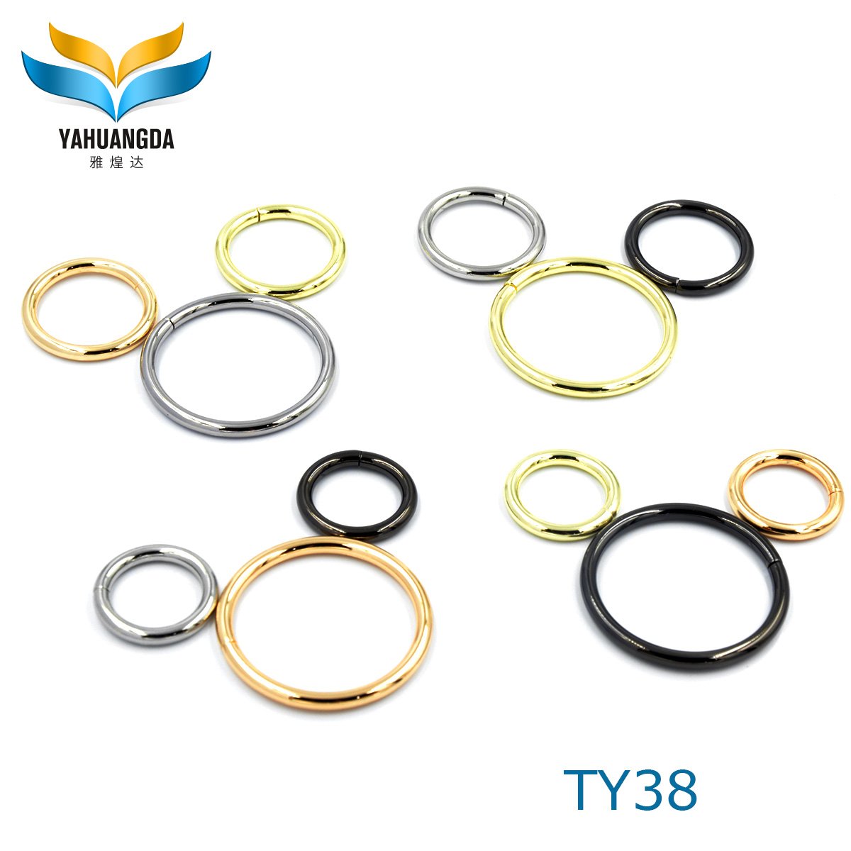 Custom Logo Handbag Hardware Iron Metal Material Flat Metal O Ring Buckle Metal Oval Ring Bag Accessories TY38