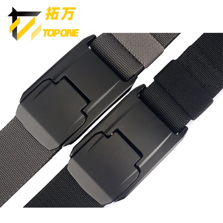 New Aluminum Alloy Men's Outdoor Canvas Webbing Belt Buckle with Customized Logo