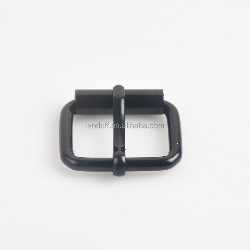 Ivoduff Black 25x20mm Roller Pin Buckle Belt Strap Adjust Tri Glide Roller Buckle