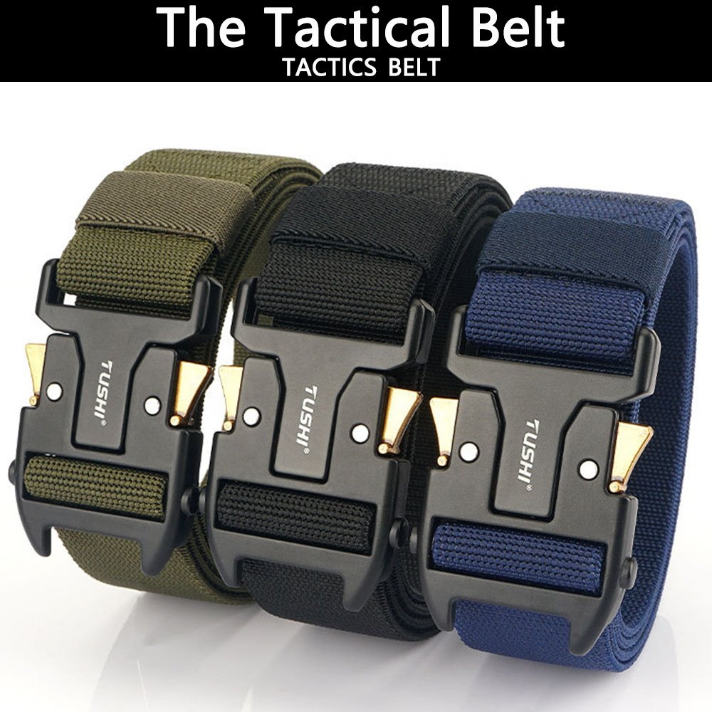 TUSHI Wholesale New Men's Elapid Nylon Belt Canvas Fabric Tactical Belt Quick-Release Alloy Metal Buckle Belts Custom Factory