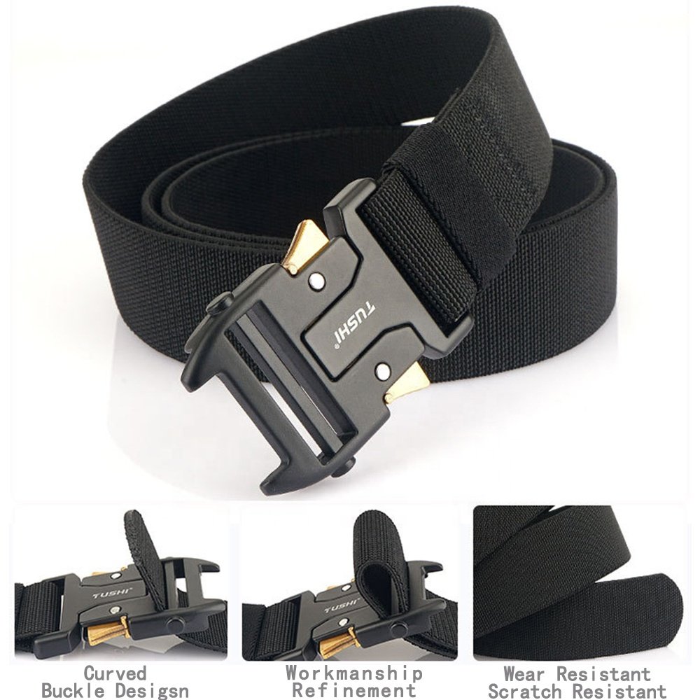 TUSHI Wholesale New Men's Elapid Nylon Belt Canvas Fabric Tactical Belt Quick-Release Alloy Metal Buckle Belts Custom Factory