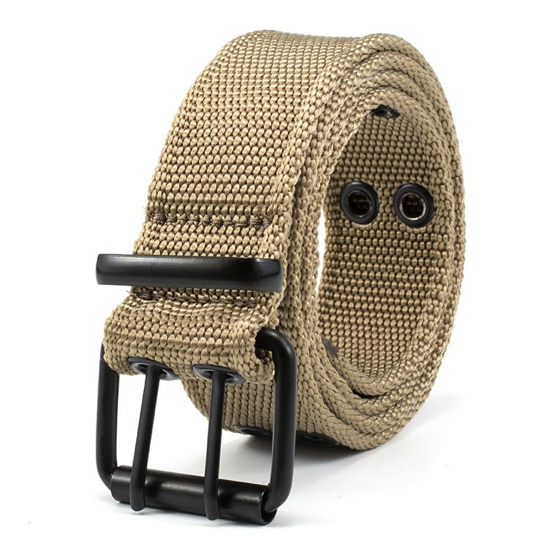 Wholesale Men's Double Grommet Nylon Fabric Belt Outdoor Hunting Hiking Sports Tactical Belt Metal Buckle Canvas Belt