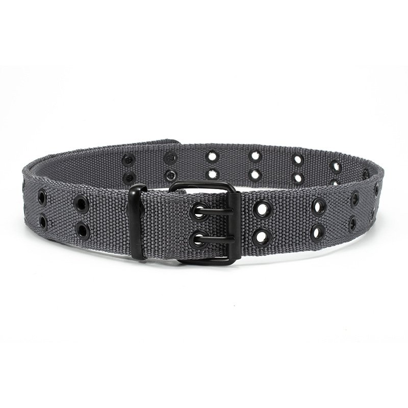 Wholesale Men's Double Grommet Nylon Fabric Belt Outdoor Hunting Hiking Sports Tactical Belt Metal Buckle Canvas Belt