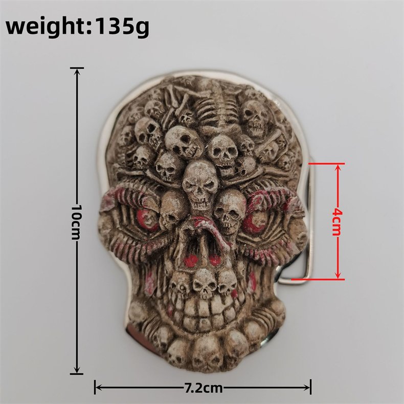 European American Personality Fashion Belt Buckle Zinc Alloy Skull Design Customized Logo Copper Stylish Cowboy Men's Belts Bags
