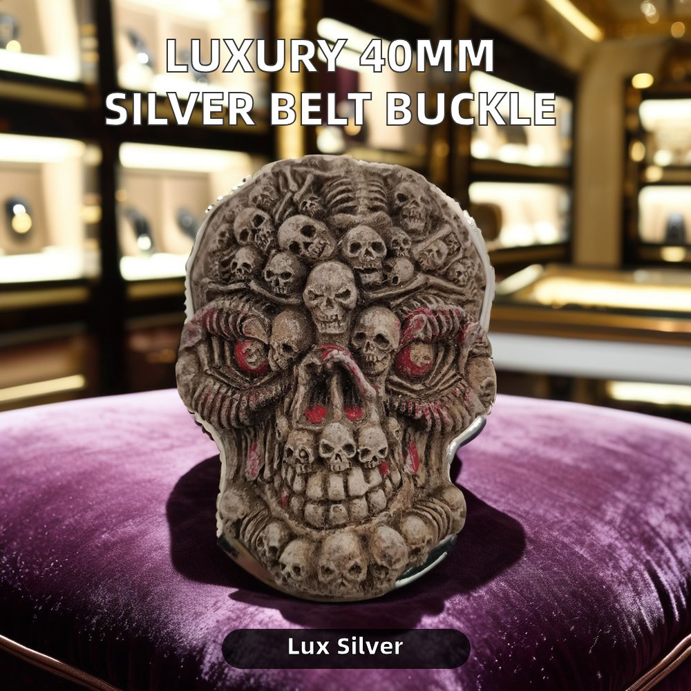European American Personality Fashion Belt Buckle Zinc Alloy Skull Design Customized Logo Copper Stylish Cowboy Men's Belts Bags