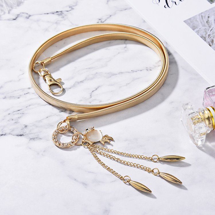 Manufacturer wholesale gold belt exquisitely designed goldfish shape buckle iron belt for women