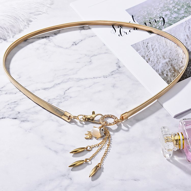 Manufacturer wholesale gold belt exquisitely designed goldfish shape buckle iron belt for women