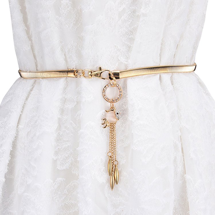 Manufacturer wholesale gold belt exquisitely designed goldfish shape buckle iron belt for women