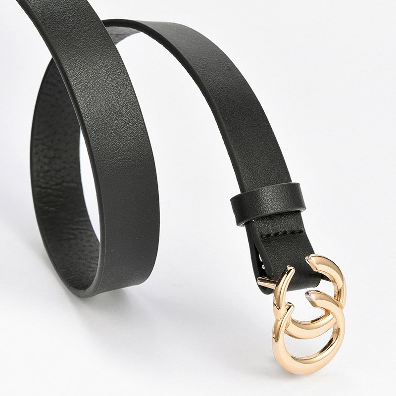 Ladies Belt Suppliers 2023 Fashion Trends Luxury Fashionable Double C Buckles Black Leather Ladies Belts