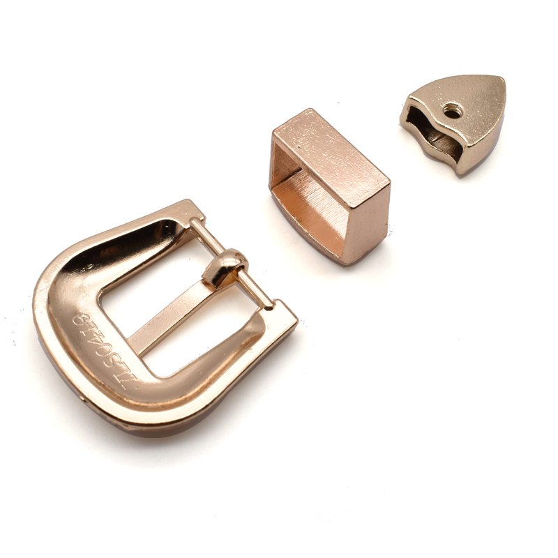 Custom zinc alloy 3 piece western pin belt buckle set with flower engraved design belt buckle screw