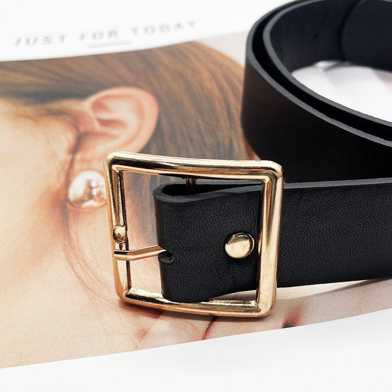 New Design 2.8cm Wide Thin Leather Belts With Silver Square Buckle Women Leather Belt For Jeans Dresses Pants