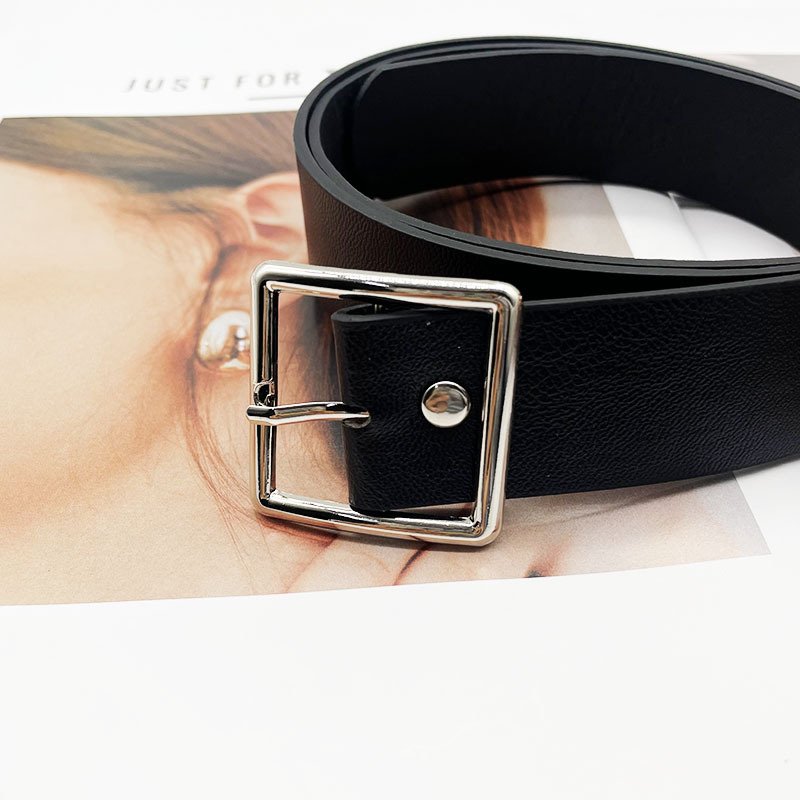 New Design 2.8cm Wide Thin Leather Belts With Silver Square Buckle Women Leather Belt For Jeans Dresses Pants