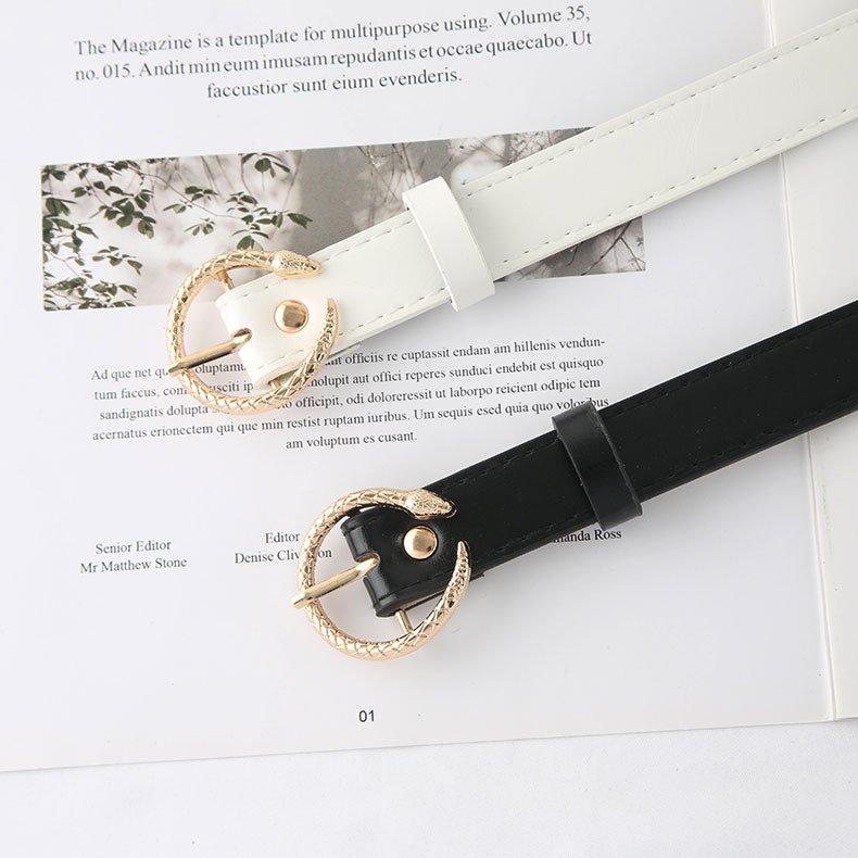 New Design Brown Snake Buckle Casual Temperament Personality Leather Belt Women For Dress